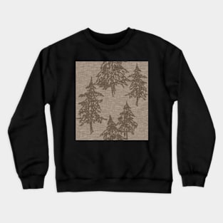 Evergreen Trees - Brown Linen Texture Crewneck Sweatshirt